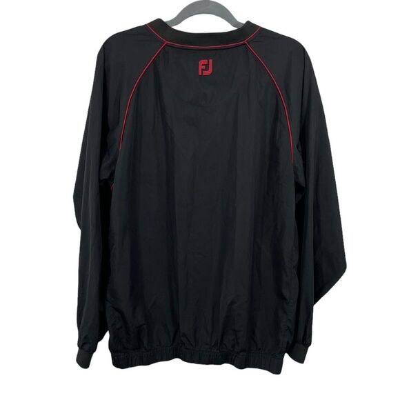 FootJoy FJ Golf Pullover Black Red Windbreaker V-Neck Men's Size LARGE - Picture 2 of 5